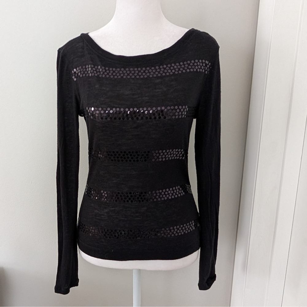 VTG Y2K The Limited‎ Womens Wool Blend Top SMALL Whimsigoth Sequins Layer Sheer